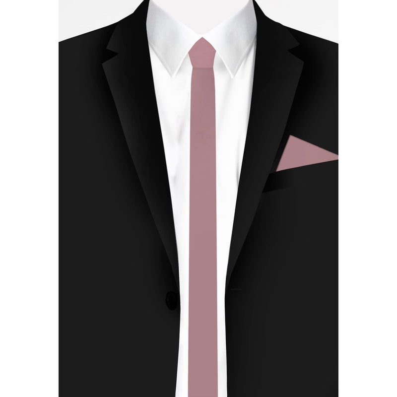 Jacob Alexander Men's Ultra Skinny 1.5" Solid Neck Tie - Dusty Rose - Image 3